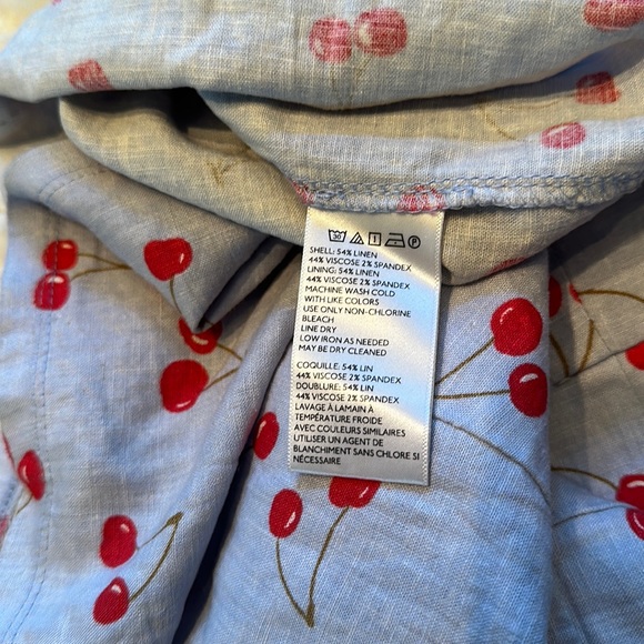 Urban Outfitters Colette Cherry Print Stretch Linen Mini Dress - Picture 6 of 6